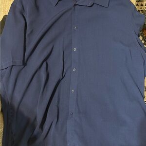 Men's Navy Short-Sleeve Button-Up Shirt